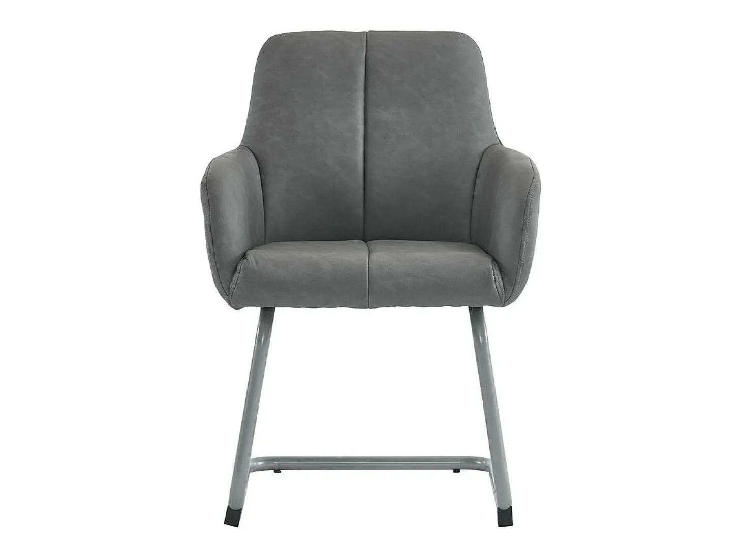 Juego de 2 sillas cantilever tapizadas en piel sintética - con patas de metal - Gris