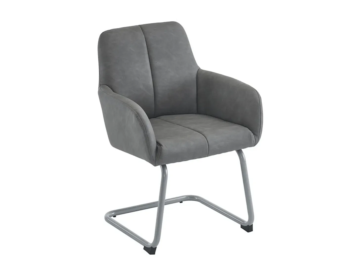 Juego de 2 sillas cantilever tapizadas en piel sintética - con patas de metal - Gris