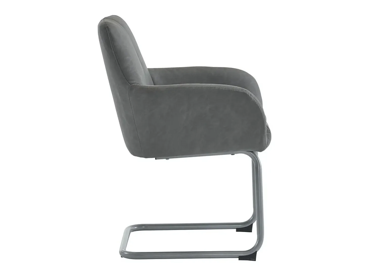 Juego de 2 sillas cantilever tapizadas en piel sintética - con patas de metal - Gris