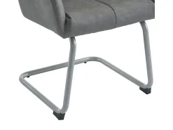 Juego de 2 sillas cantilever tapizadas en piel sintética - con patas de metal - Gris