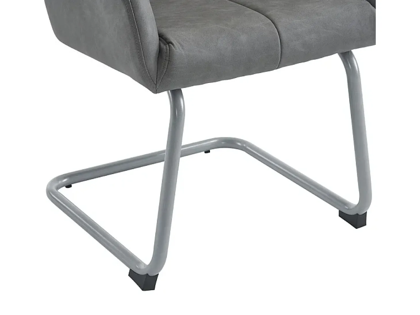 Juego de 2 sillas cantilever tapizadas en piel sintética - con patas de metal - Gris