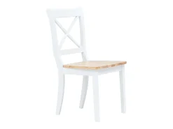 Juego de 2 Sillas comedor madera maciza caucho blanco y madera claro ES900161