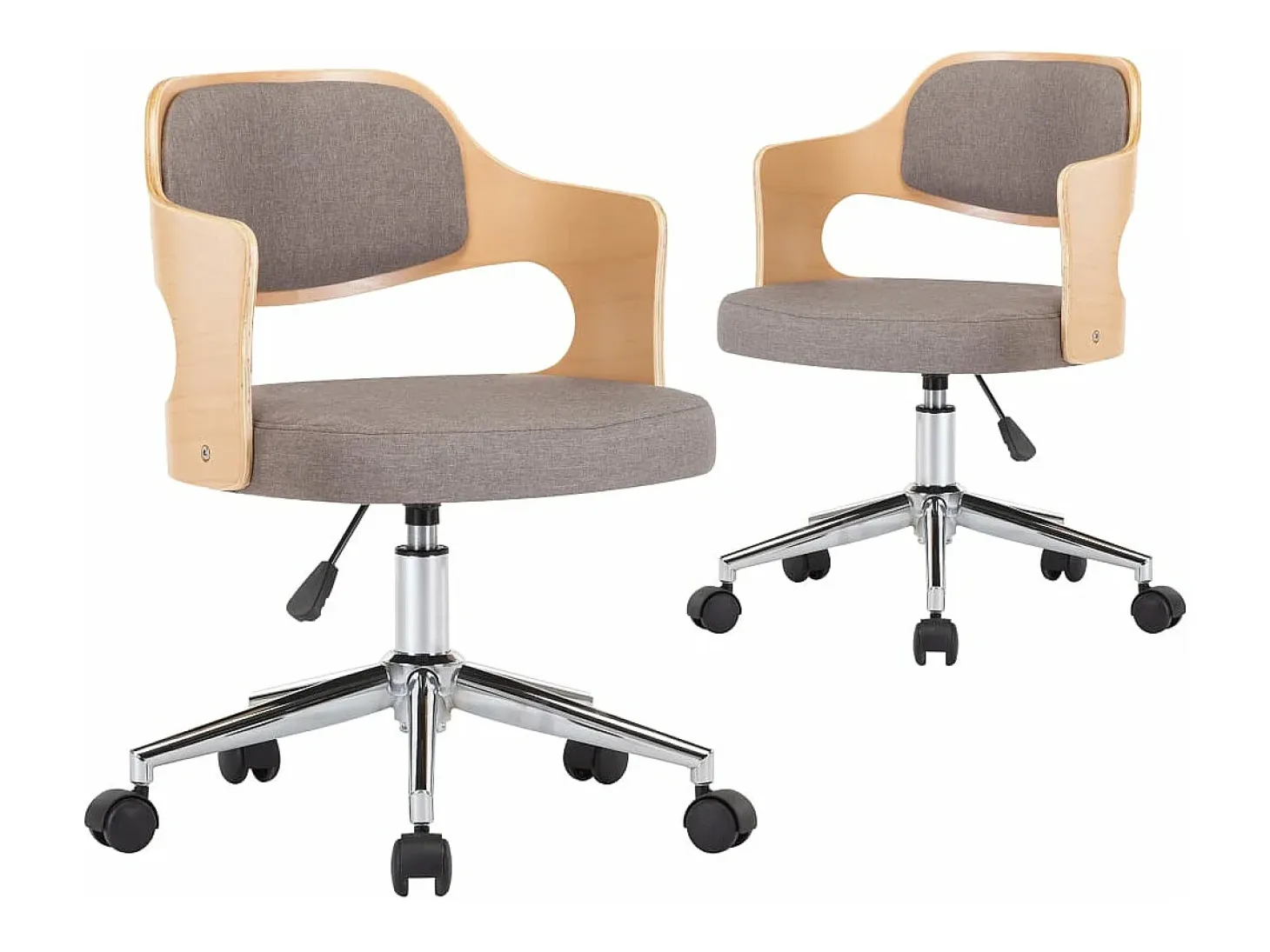 Juego de 2 Sillas comedor giratorias madera curvada tela gris taupe ES689009