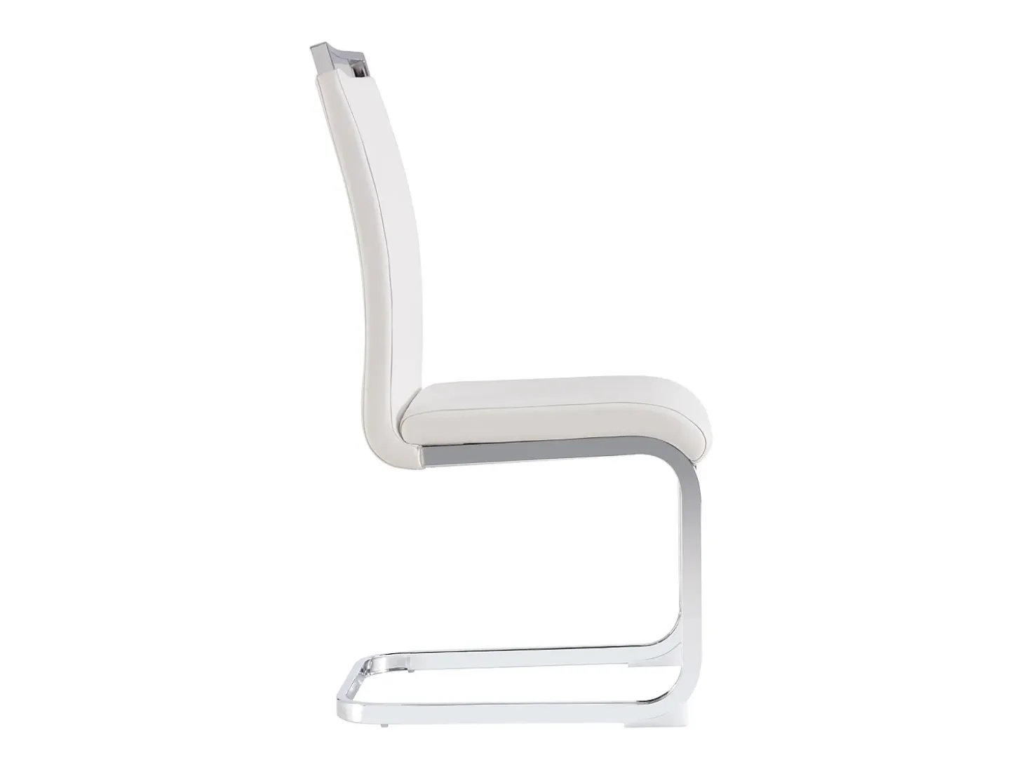 Juego de 4 sillas con base de trineo - Base de metal cromado Soporta hasta 120 kg Acolchado suave con funda de piel sintética - Blanco