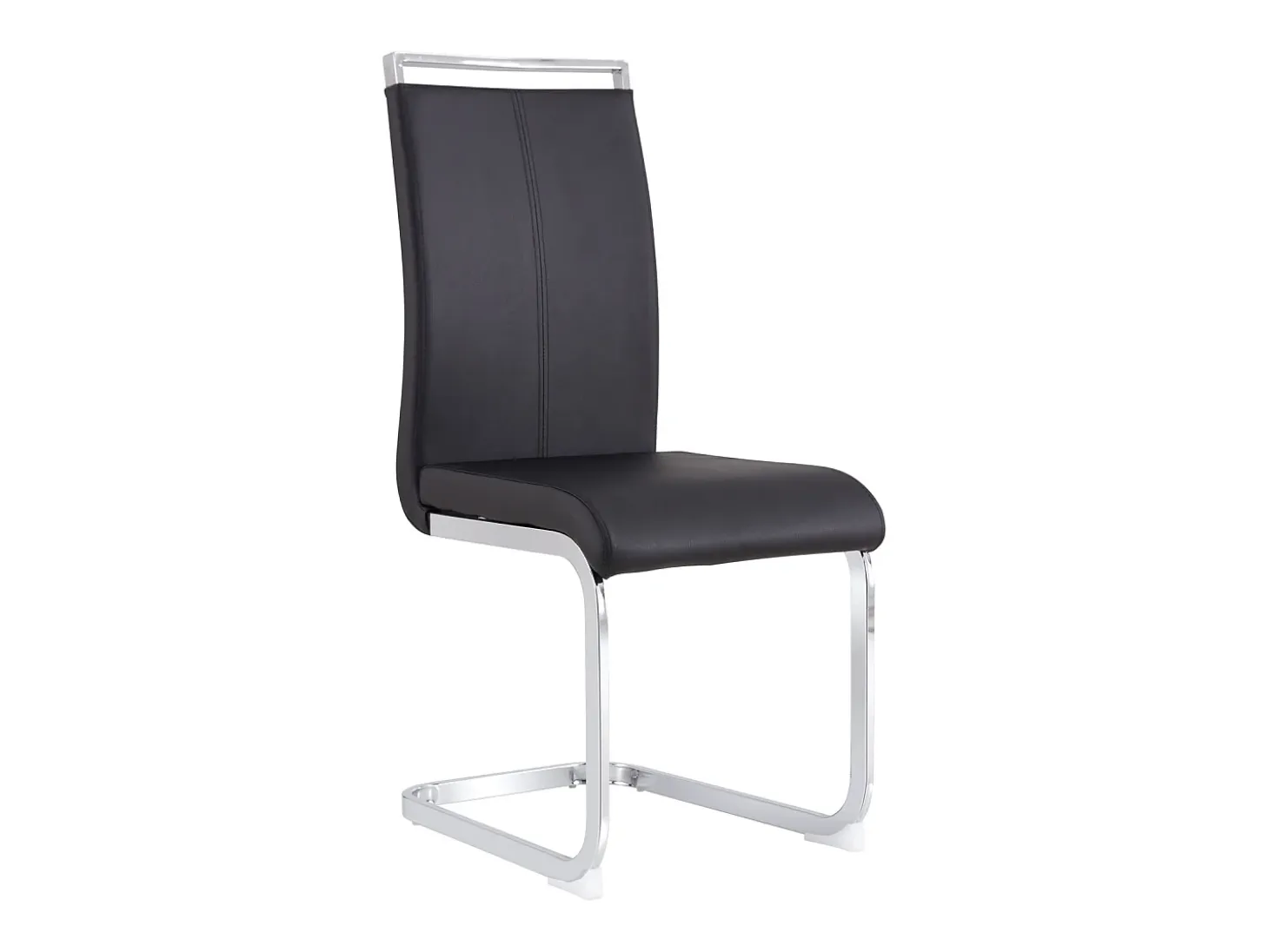 Juego de 4 sillas con base de trineo - Base de metal cromado que soporta hasta 120 kg, acolchado suave con funda de piel sintética - Color negro