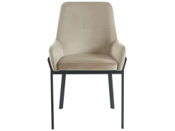 Juego de 6 sillas con brazos de terciopelo y metal - Beige - CAROLONA