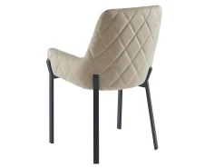 Juego de 6 sillas con brazos de terciopelo y metal - Beige - CAROLONA