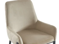 Juego de 6 sillas con brazos de terciopelo y metal - Beige - CAROLONA