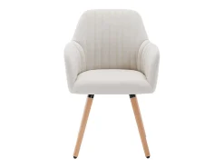 Juego de 2 sillas con brazos - Tela y metal efecto madera - Crema - ELEANA