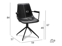 Juego de 2 sillas con brazos pivotantes Isabel - Piel sintética y metal - Negro