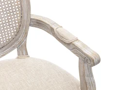 Juego de 6 sillas con brazos - Rejilla, tela y madera de hevea - Beige - ANTOINETTE