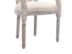 Juego de 6 sillas con brazos - Rejilla, tela y madera de hevea - Beige - ANTOINETTE