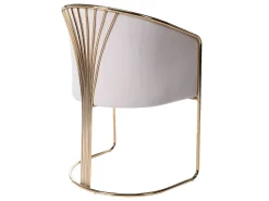 Juego de 6 sillas con brazos de terciopelo y metal - Beige y dorado - JOSETHE
