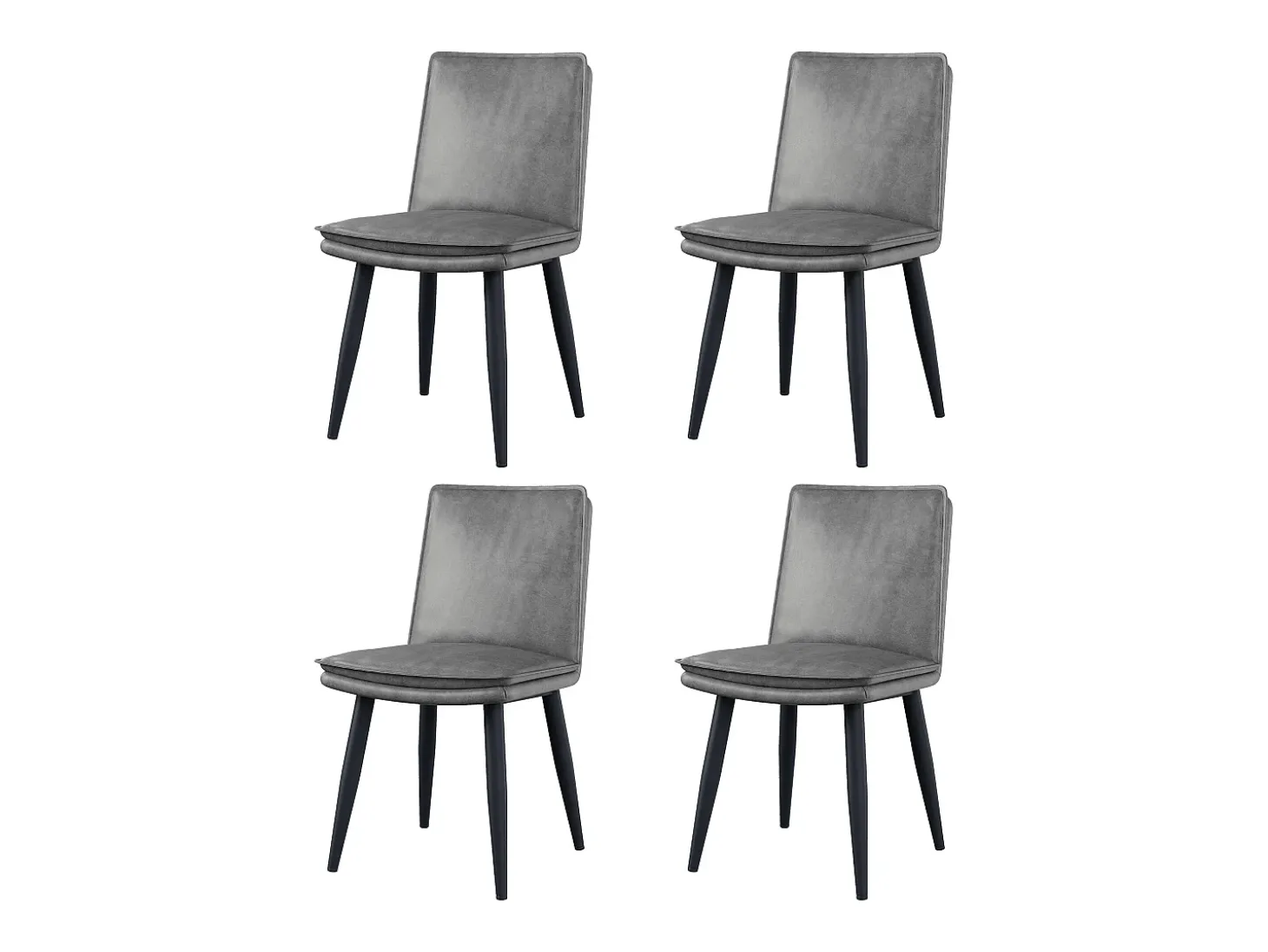 Juego de 4 sillas con cojines de asiento de doble capa - Polipiel y metal - Gris