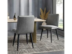 Juego de 2 sillas con cojines de asiento de doble capa - Polipiel y metal - Gris