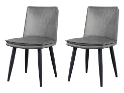 Juego de 6 sillas con cojines de asiento de doble capa - Polipiel y metal - Gris
