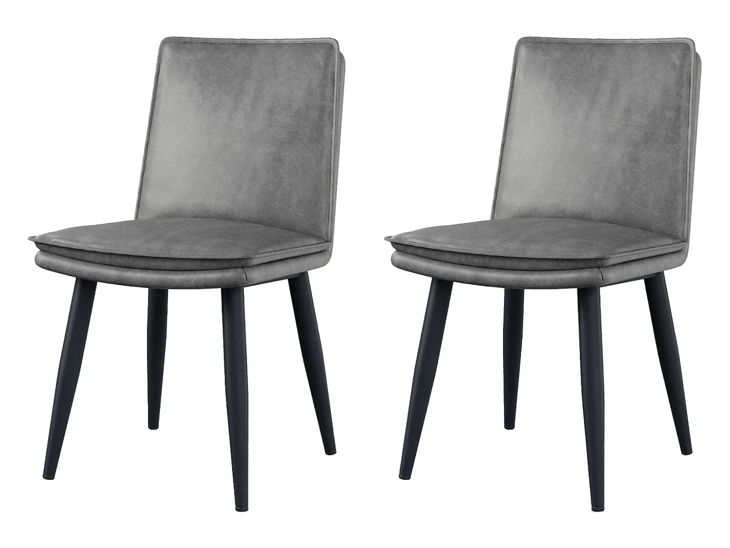 Juego de 6 sillas con cojines de asiento de doble capa - Polipiel y metal - Gris