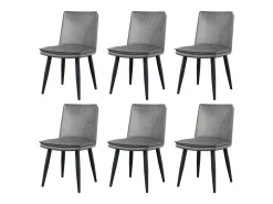 Juego de 6 sillas con cojines de asiento de doble capa - Polipiel y metal - Gris