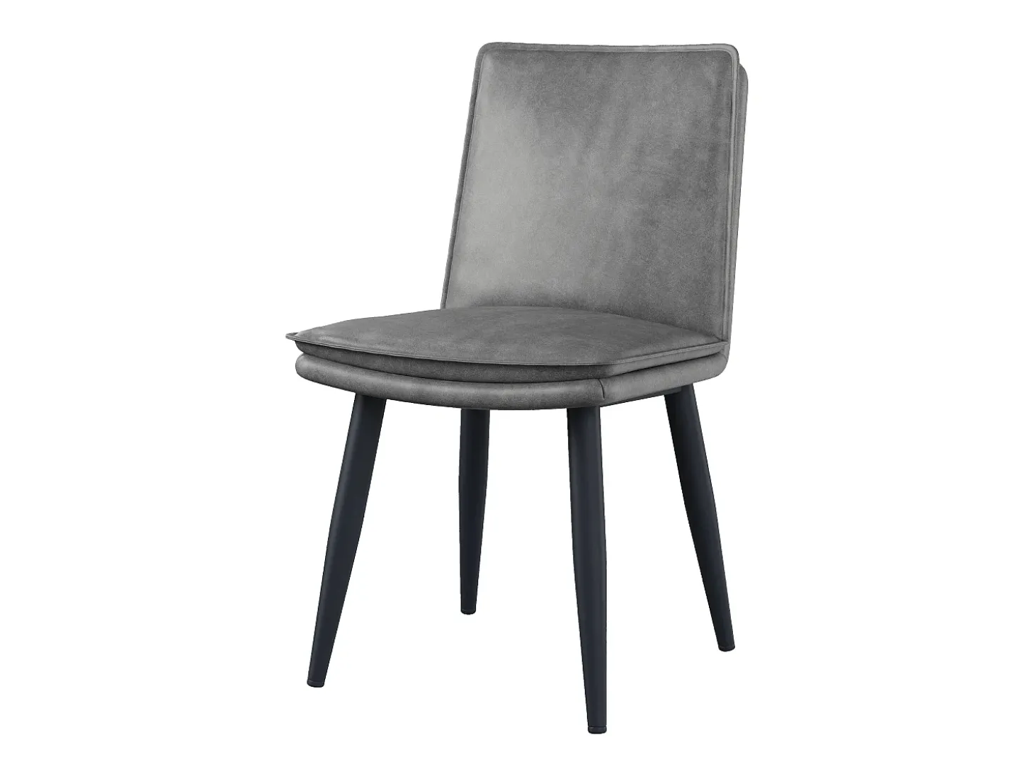 Juego de 6 sillas con cojines de asiento de doble capa - Polipiel y metal - Gris