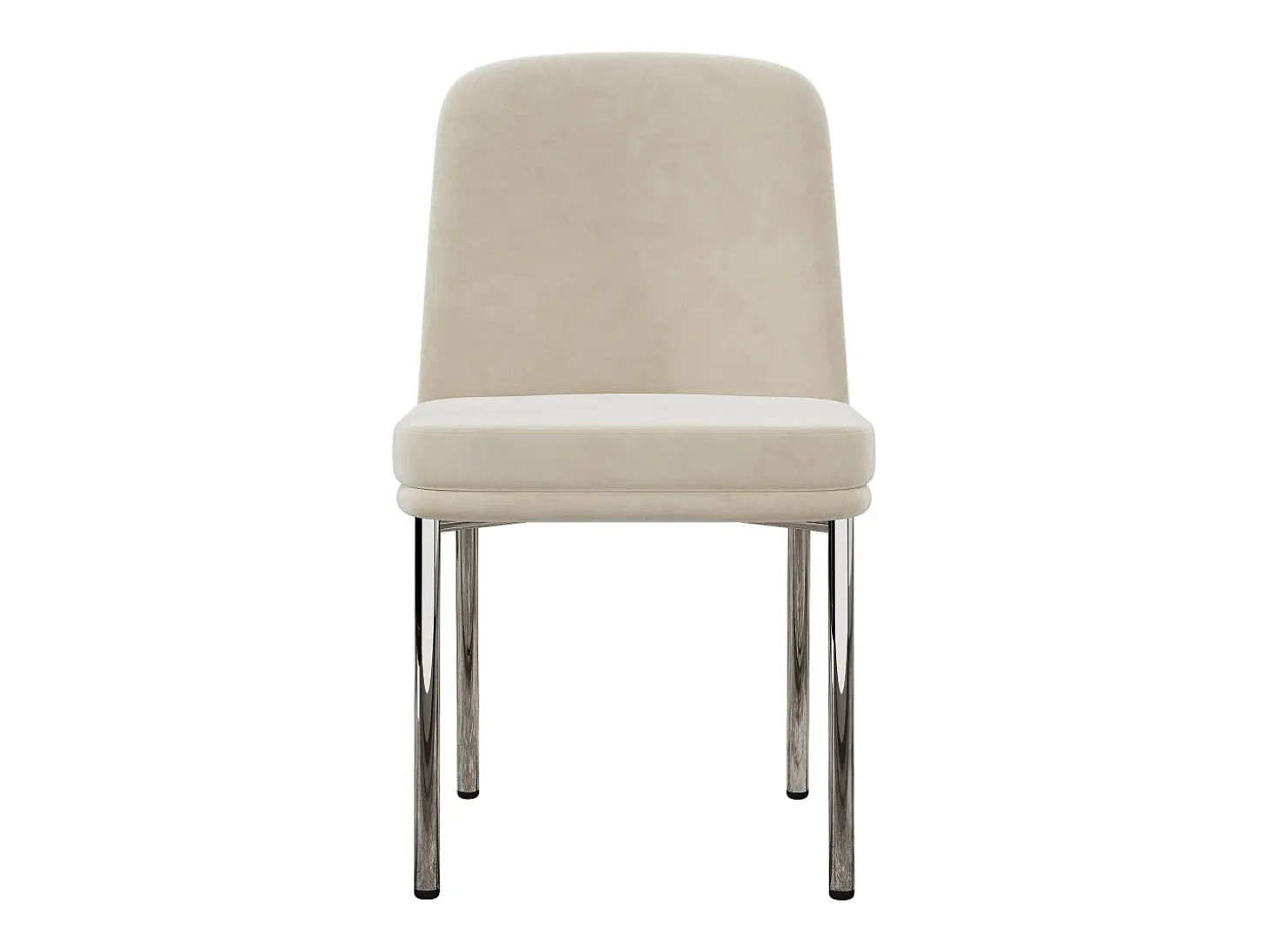 Juego de 2 sillas con patas de metal plateado - Terciopelo beige