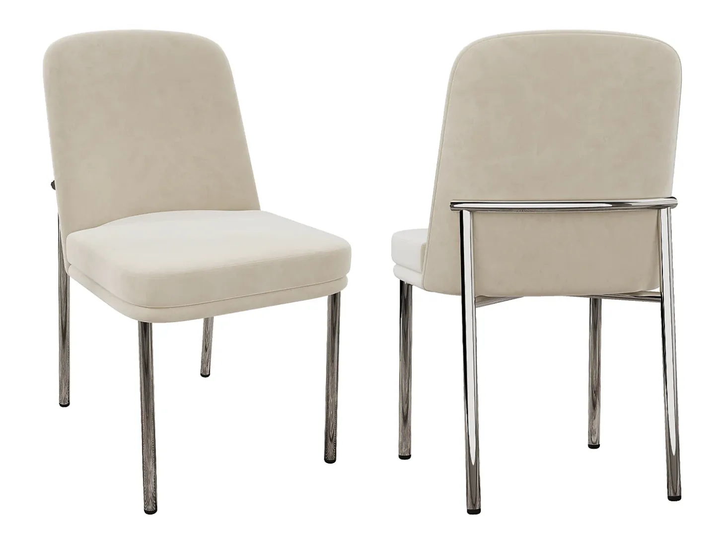 Juego de 2 sillas con patas de metal plateado - Terciopelo beige