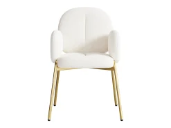Juego de 2 sillas con patas de metal dorado - Tela Teddy Beige
