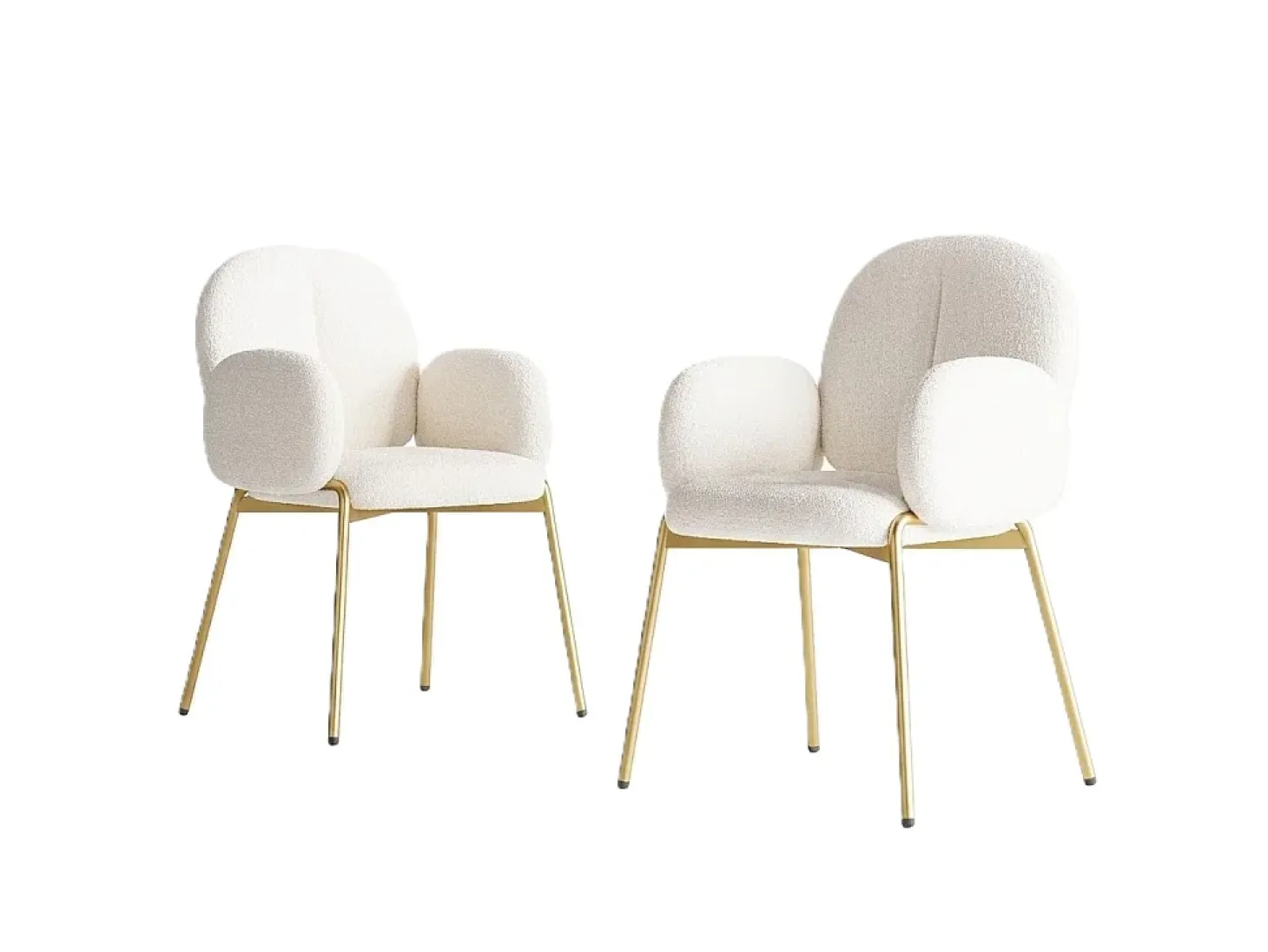 Juego de 2 sillas con patas de metal dorado - Tela Teddy Beige