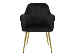 Juego de 6 sillas con reposabrazos de terciopelo y metal dorado - Negro - ELEANA