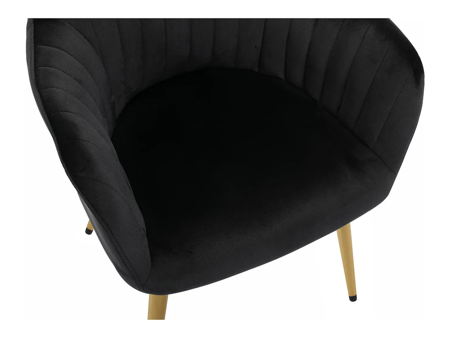 Juego de 6 sillas con reposabrazos de terciopelo y metal dorado - Negro - ELEANA