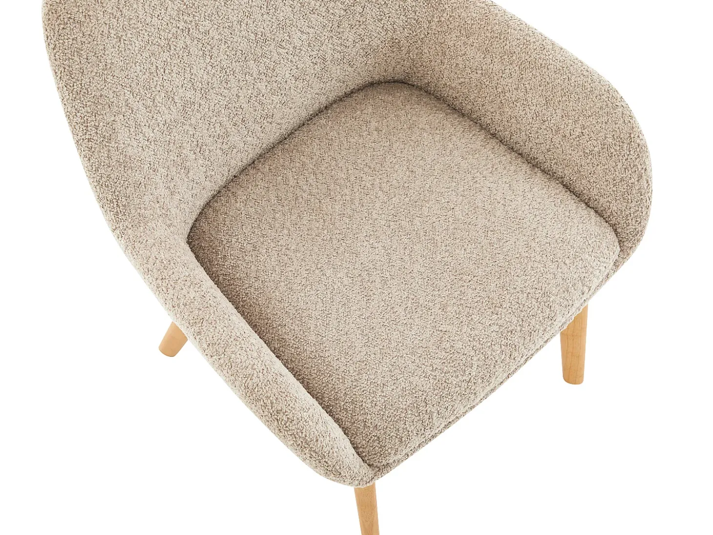 Juego de 2 sillas con reposabrazos de tejido bouclé y madera de hevea - Topo y natural - VALENYO