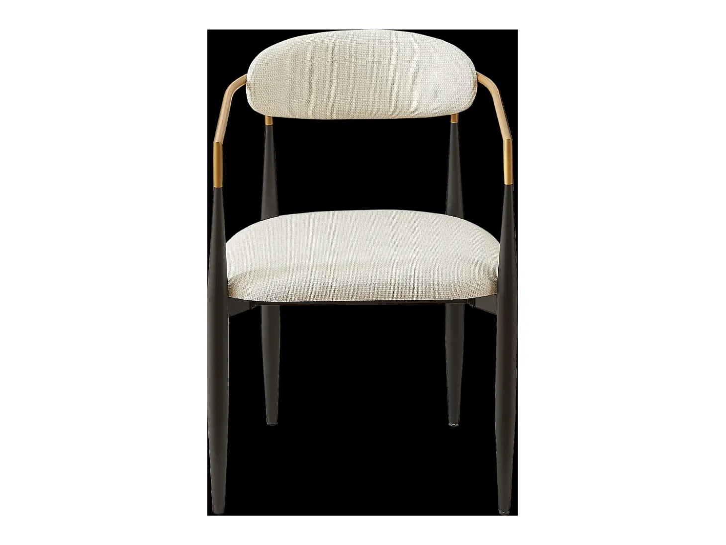 Juego de 2 sillas con reposabrazos - tela beige - estructura de metal negro y dorado