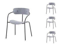 Juego de 4 sillas con reposabrazos gris claro ALEXIA