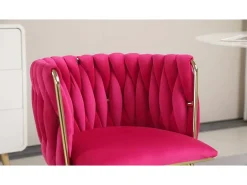 Juego de 2 Sillas con Respaldo de Concha y Bastidor Trenzado, Patas Doradas - Gris - Elegancia Bohemia