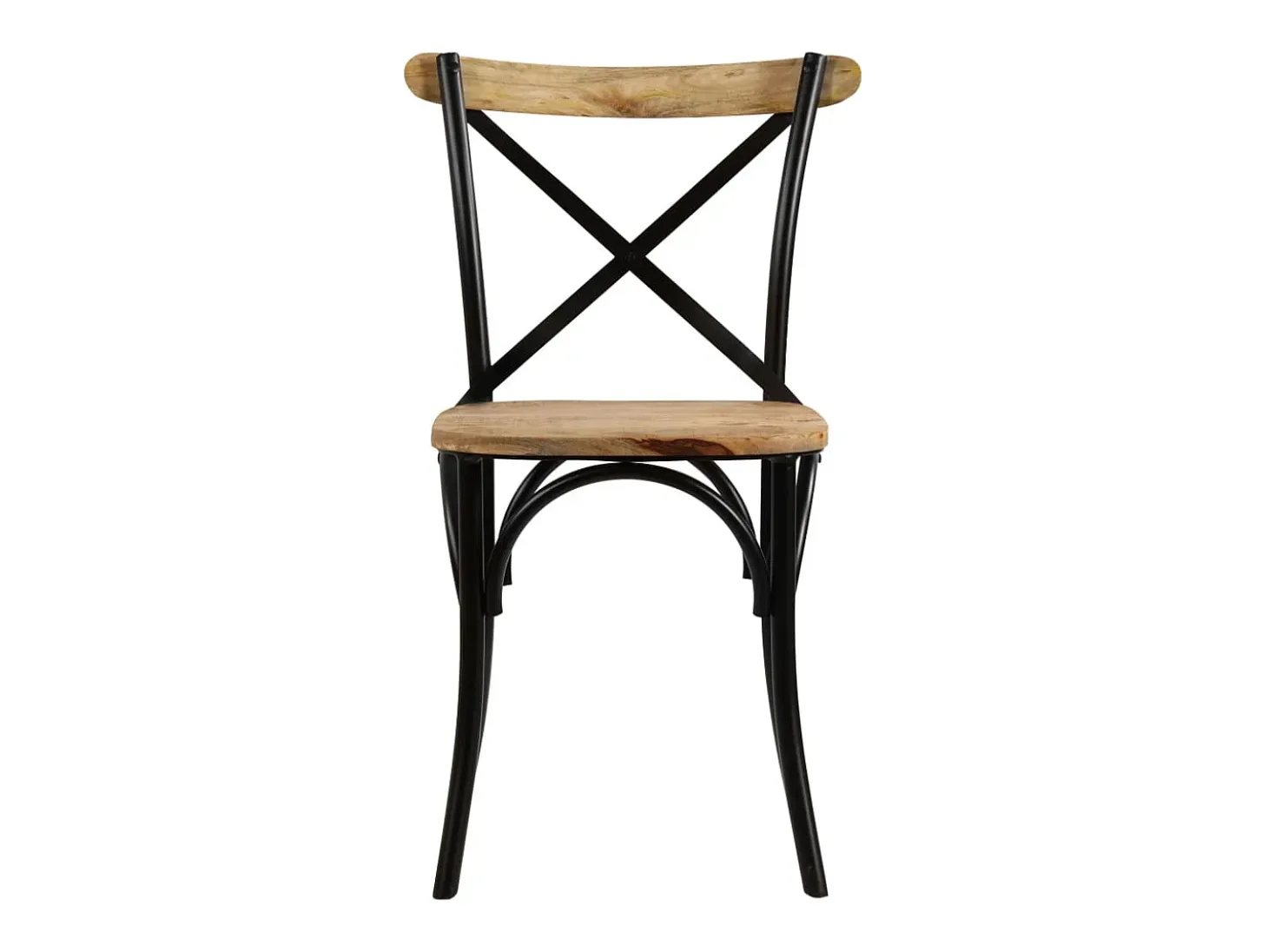 Juego de 2 sillas con respaldo cruzado de madera maciza de mango negra
