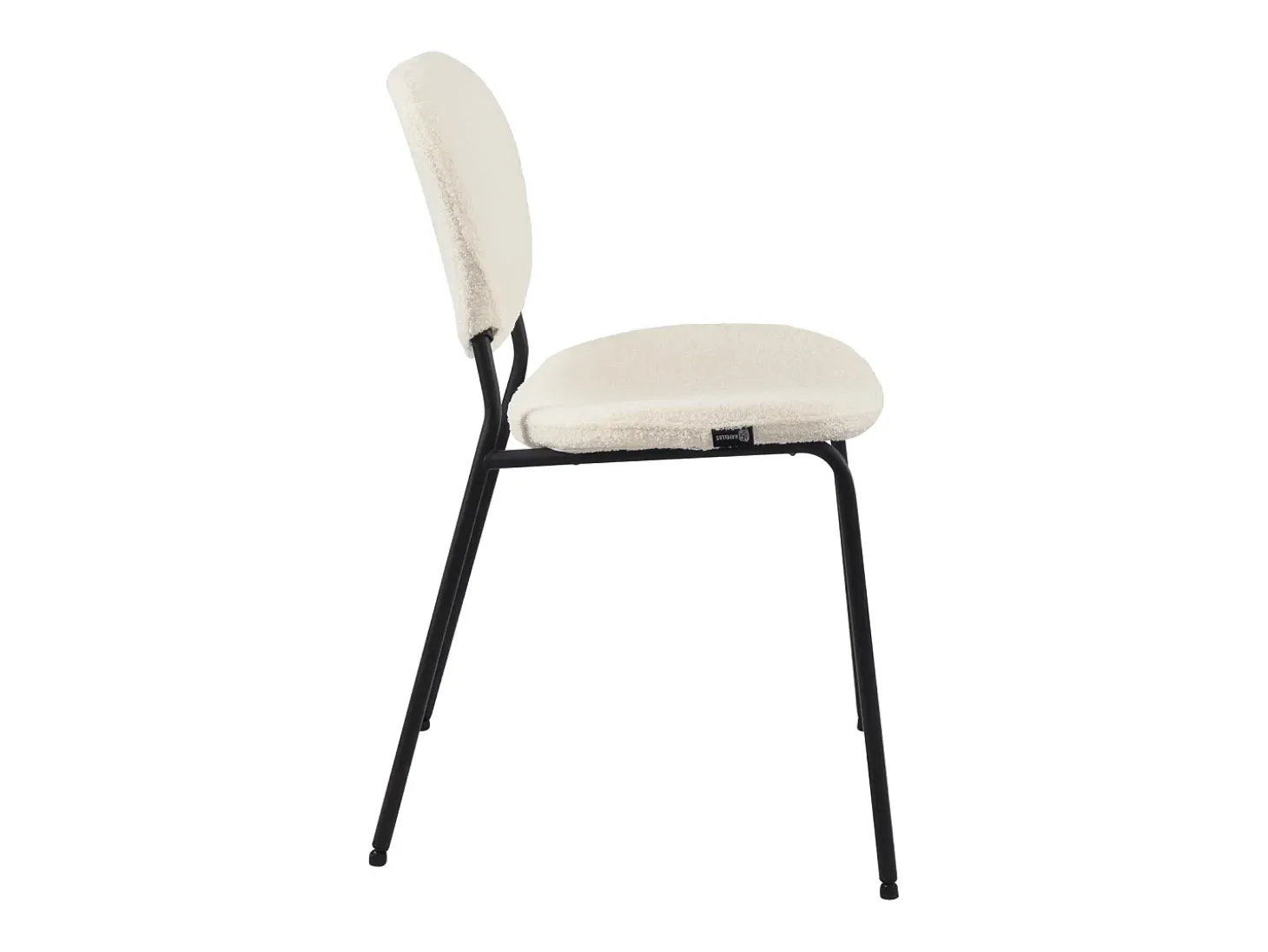 Juego de 4 sillas contemporáneas para comedor o sala de estar, tejido bouclé teddy blanco acolchado, patas de metal negro MADA (blanco)