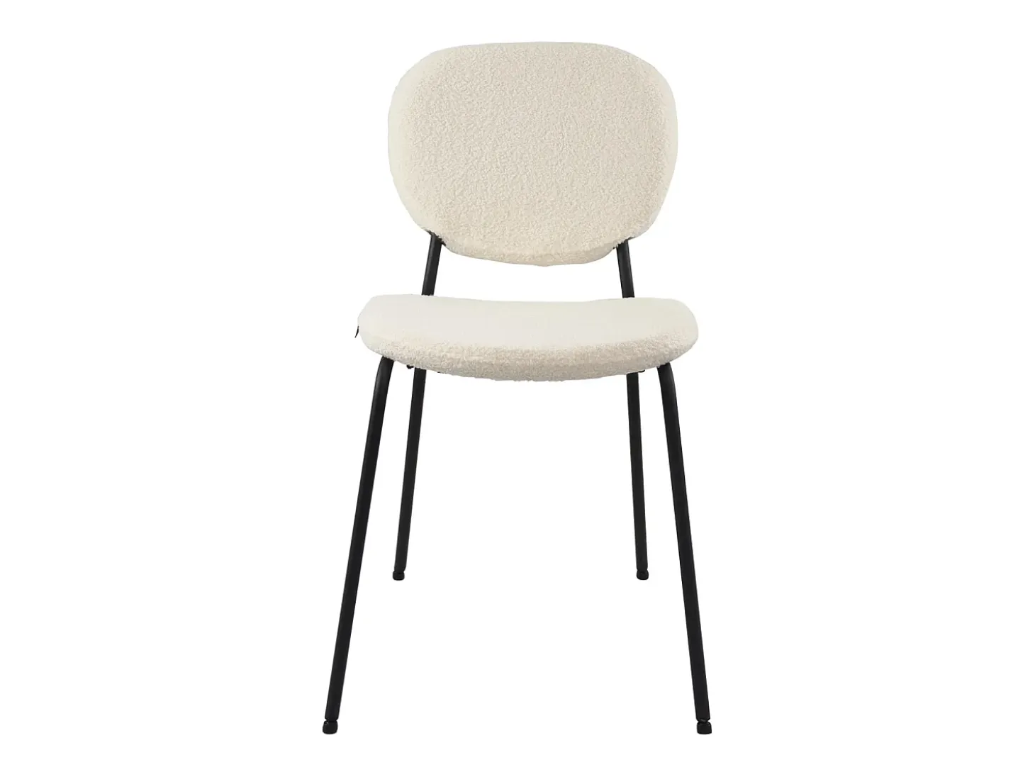 Juego de 4 sillas contemporáneas para comedor o sala de estar, tejido bouclé teddy blanco acolchado, patas de metal negro MADA (blanco)