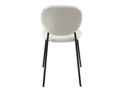 Juego de 4 sillas contemporáneas para comedor o sala de estar, tejido bouclé teddy blanco acolchado, patas de metal negro MADA (blanco)