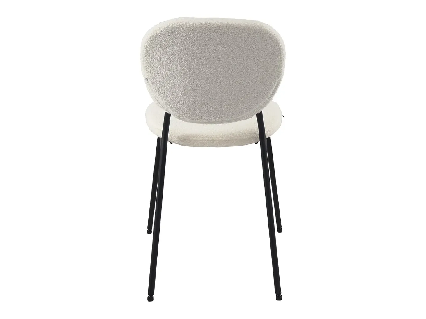 Juego de 4 sillas contemporáneas para comedor o sala de estar, tejido bouclé teddy blanco acolchado, patas de metal negro MADA (blanco)