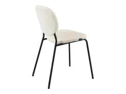 Juego de 4 sillas contemporáneas para comedor o sala de estar, tejido bouclé teddy blanco acolchado, patas de metal negro MADA (blanco)