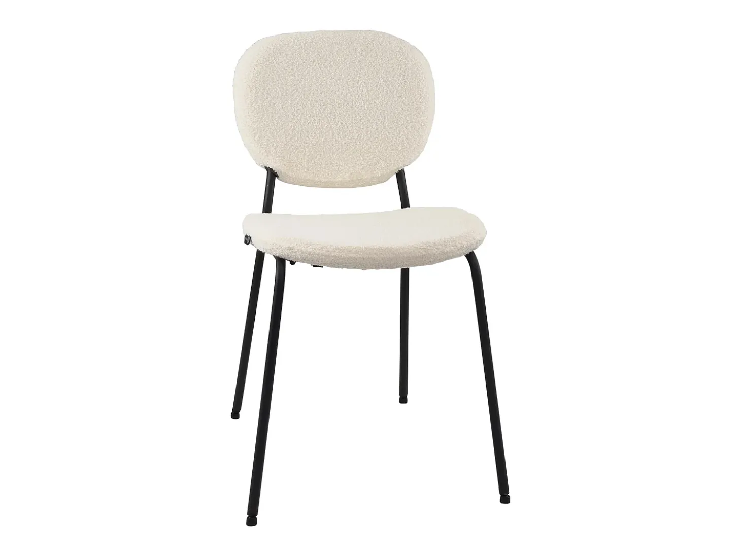 Juego de 4 sillas contemporáneas para comedor o sala de estar, tejido bouclé teddy blanco acolchado, patas de metal negro MADA (blanco)