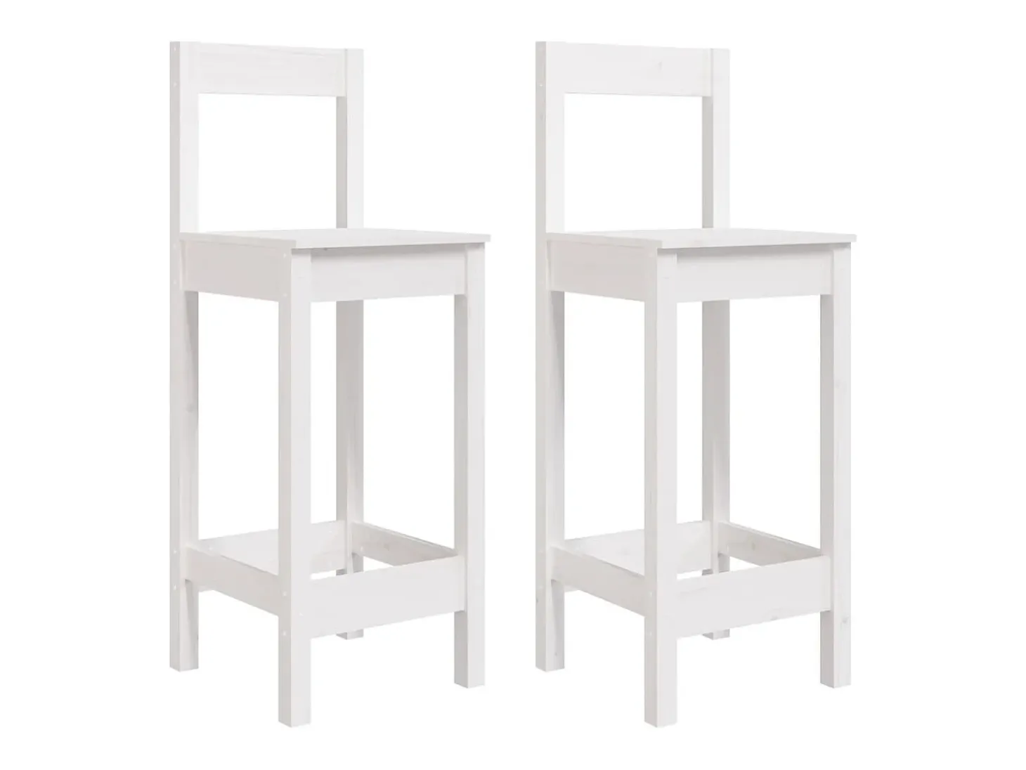 Juego de 2 sillas de bar blancas 40x41,5x112 cm madera maciza de pino