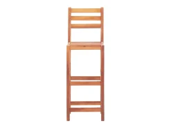 Juego de 2 sillas de bar de madera maciza de acacia