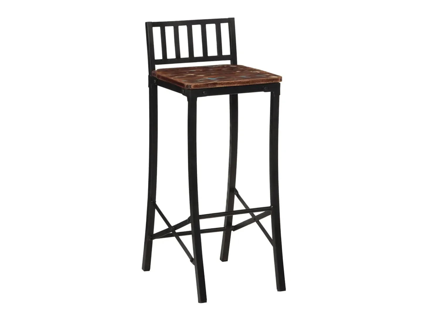 Juego de 2 sillas de bar de madera maciza recuperada