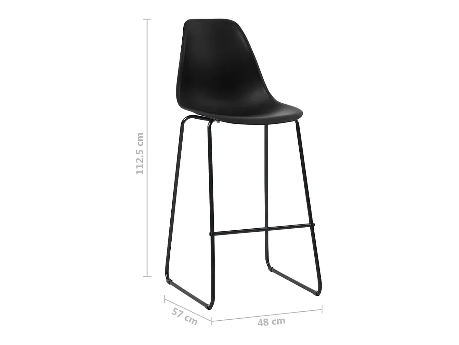 Juego de 6 sillas de bar de plástico negro