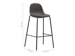 Juego de 6 sillas de bar de tela gris oscuro