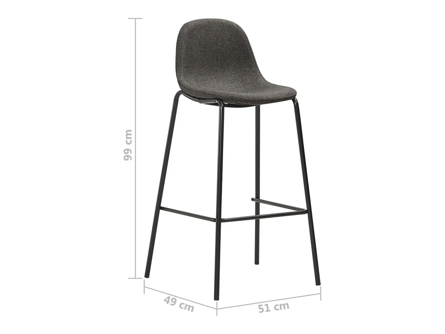 Juego de 6 sillas de bar de tela gris oscuro