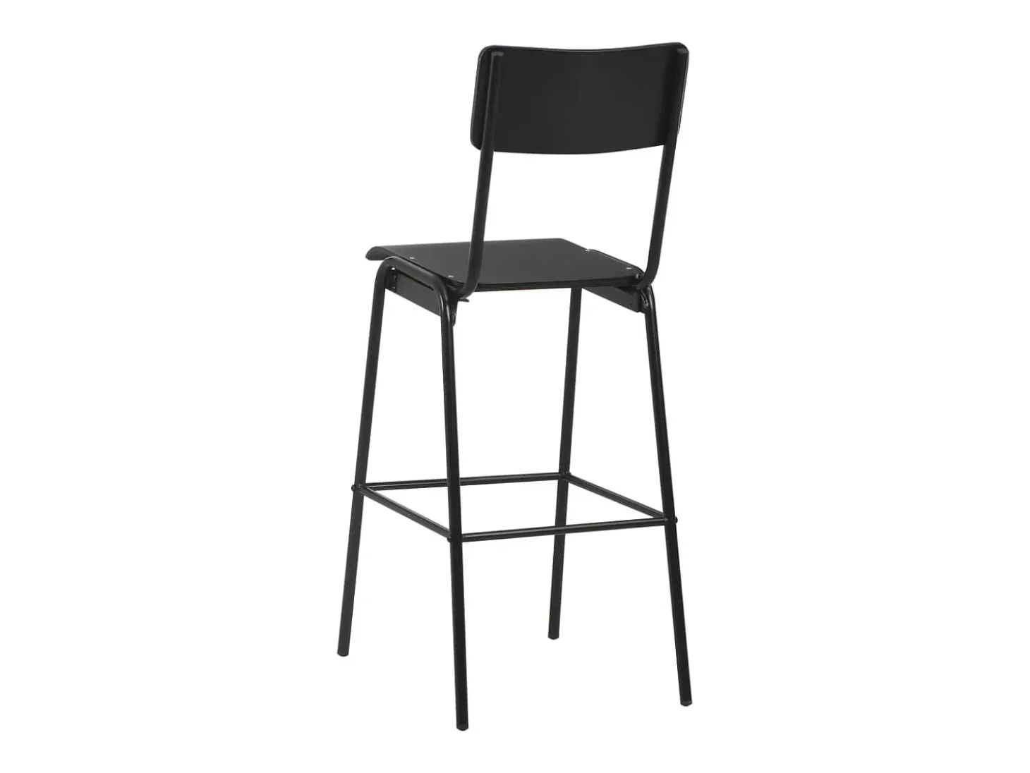 Juego de 2 sillas de bar de contrachapado macizo negro y acero.