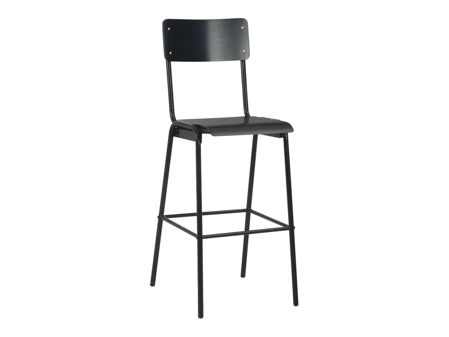 Juego de 2 sillas de bar de contrachapado macizo negro y acero.