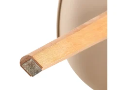 Juego de 4 Sillas de Cocina Retro Tapizadas en Tela Beige Claro - Patas de Madera de Haya Maciza