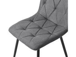 Juego de 4 sillas de cocina de lino y sarga gris con patas de metal negro